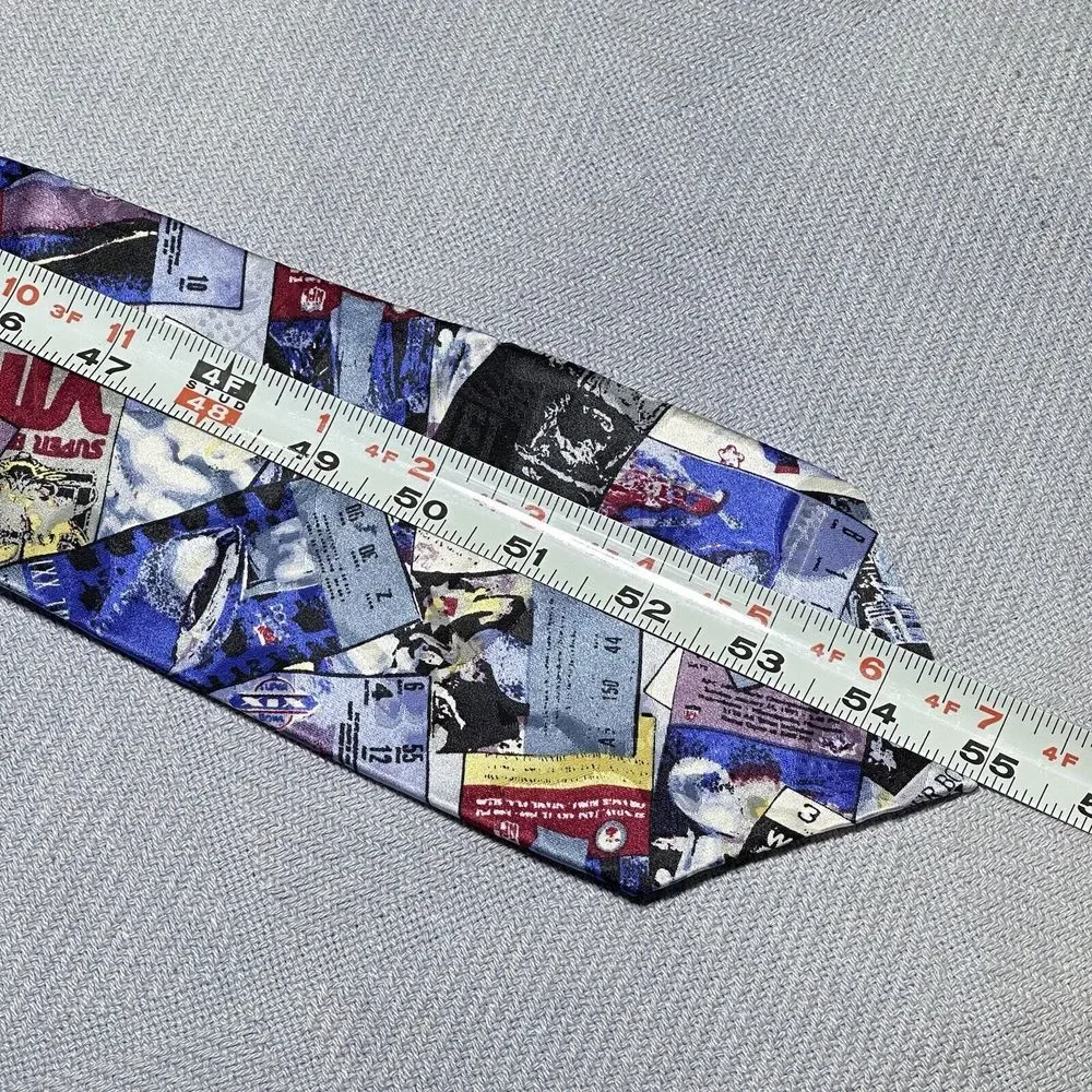 Vintage NFL Super Bowl Tickets‎ Print Mens 100% Woven Silk Necktie 3.75 x 55